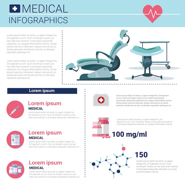 Health medicine infographics information banner with copy space