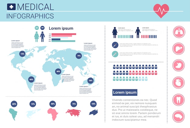 Vector health medicine infographics information banner with copy space