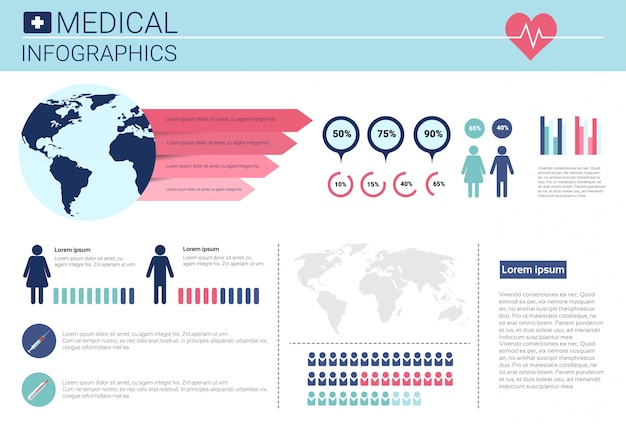 Vettore insegna di informazioni di infographics della medicina di salute con lo spazio della copia