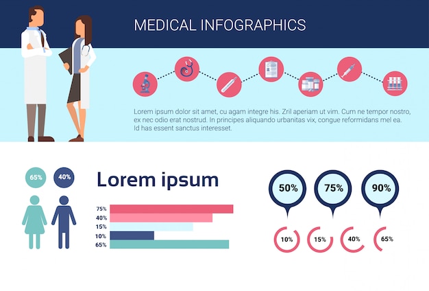 Health medicine infographics information banner with copy space