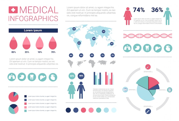 Vettore insegna di informazioni di infographics della medicina di salute con lo spazio della copia