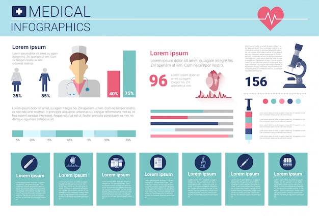 Vettore insegna di informazioni di infographics della medicina di salute con lo spazio della copia