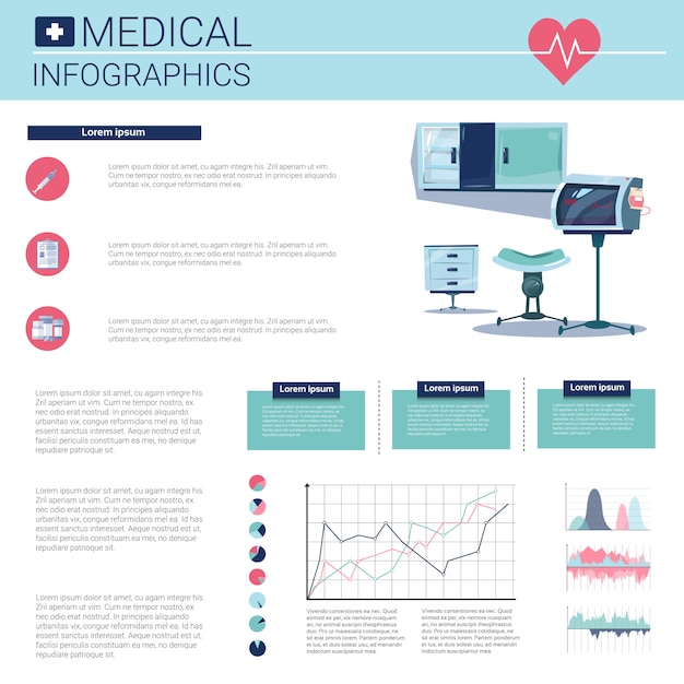 Vettore insegna di informazioni di infographics della medicina di salute con lo spazio della copia