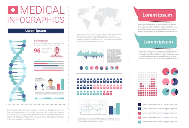 Vector health medicine infographics information banner with copy space