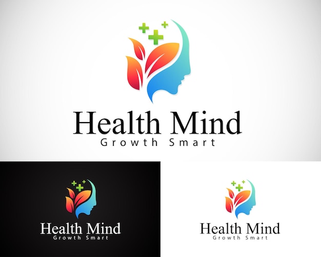 Vector health mind logo creative nature design concept psychology consulting