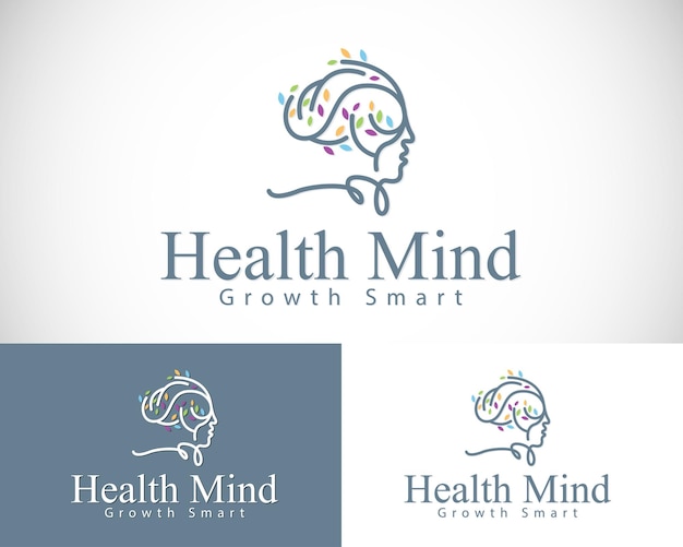 Vettore health mind logo creativity nature life design concept line