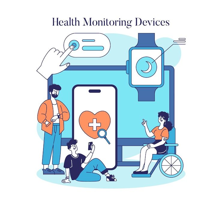 Vector health monitoring devices flat vector illustration
