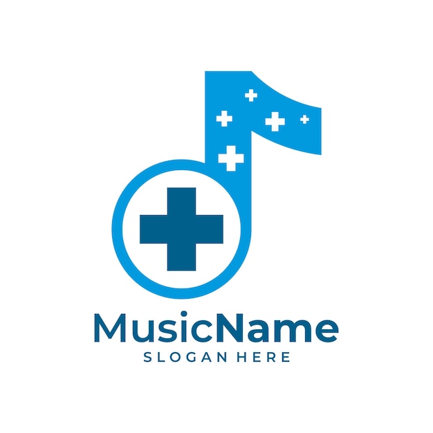 Health Music Logo Vector Music Plus logo design template