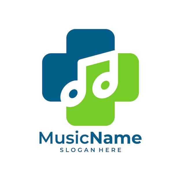 Modello di progettazione del logo di musica di salute logo vector music plus