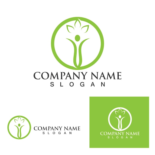 Health people leaf logo green vector image