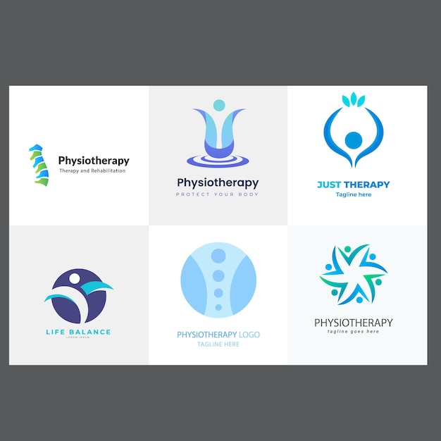 health and physiotherapy logo set people vector icon collection