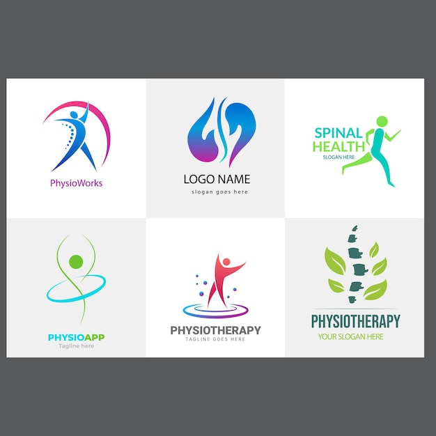 health and physiotherapy logo set people vector icon collection