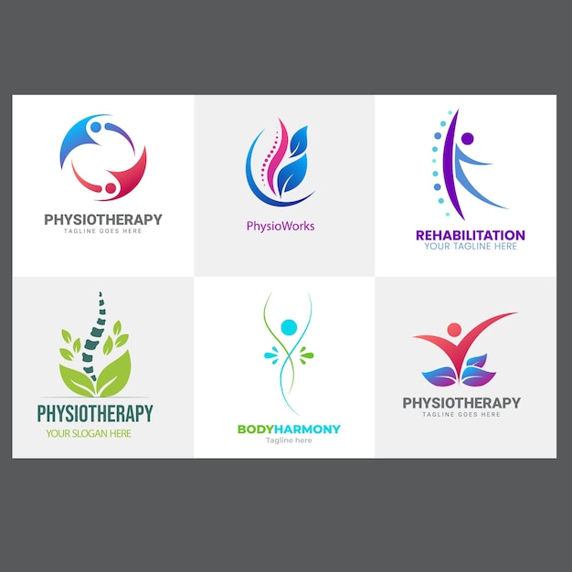 health and physiotherapy logo set people vector icon collection