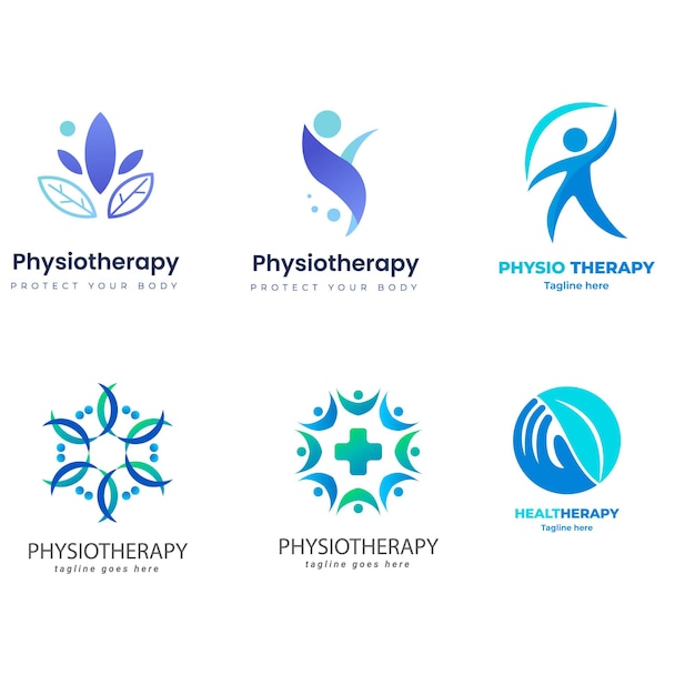 health and physiotherapy logo set people vector icon collection
