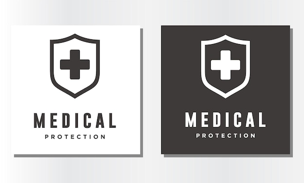 医療または保険会社のシールドロゴデザインアイコンによる健康保護