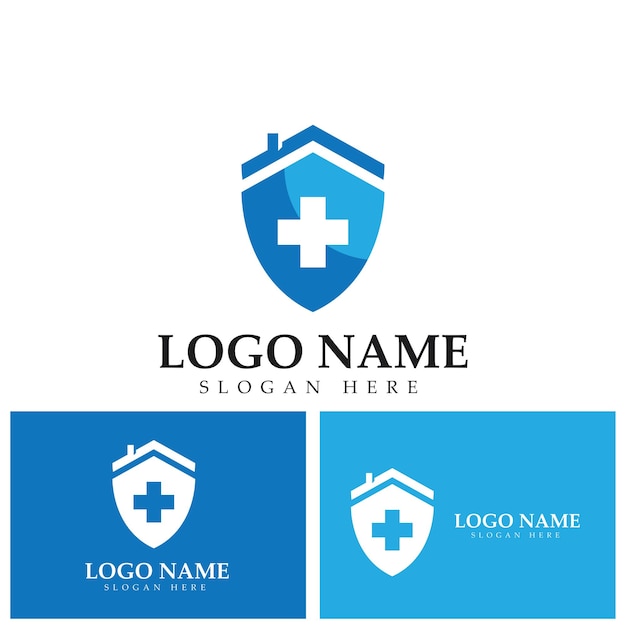 Health protection with shield logo design vector template for medical or insurance companyvector