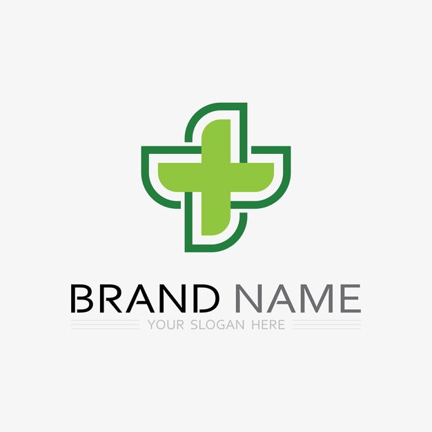 医療または保険会社のためのシールドロゴのデザインベクトルテンプレート