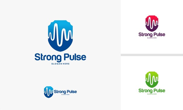 건강 보안 로고 템플릿, Strong Pulse 로고 디자인 컨셉