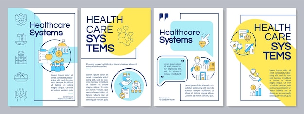 Vector health systems blue and yellow brochure template