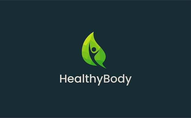 Health and wellness logo with polygonal green leaf