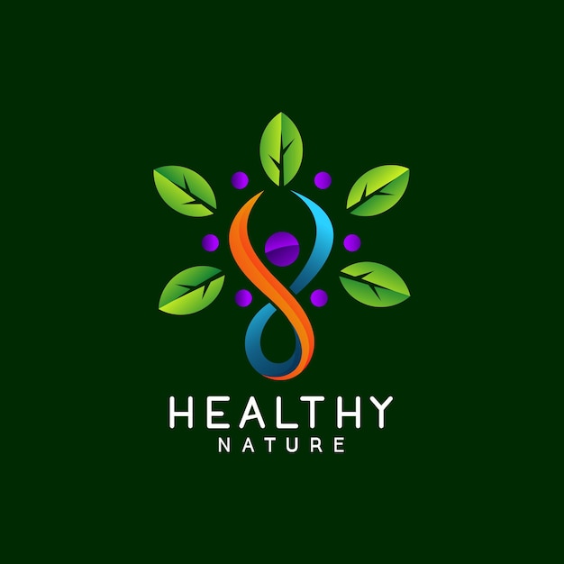 Vector health with leaves logo