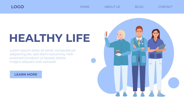 Vector health worker hand-drawn cartoon landing page