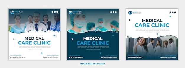 Healthcare banner or square flyer with doctor theme for social media post template