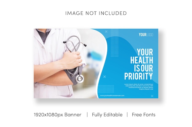 Vector healthcare banner template blue color theme