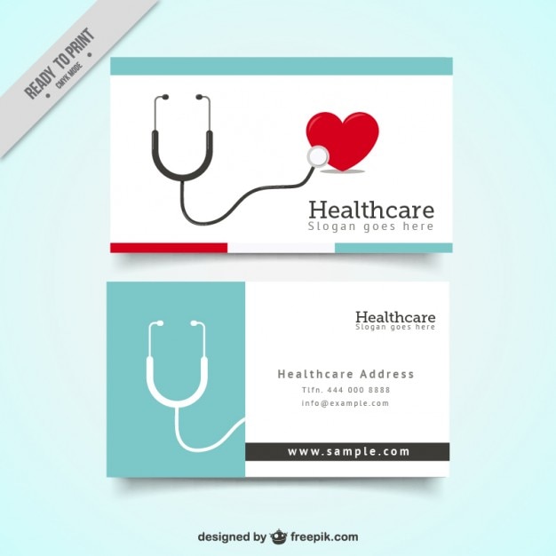 Healthcare card with phonendoscope and a heart