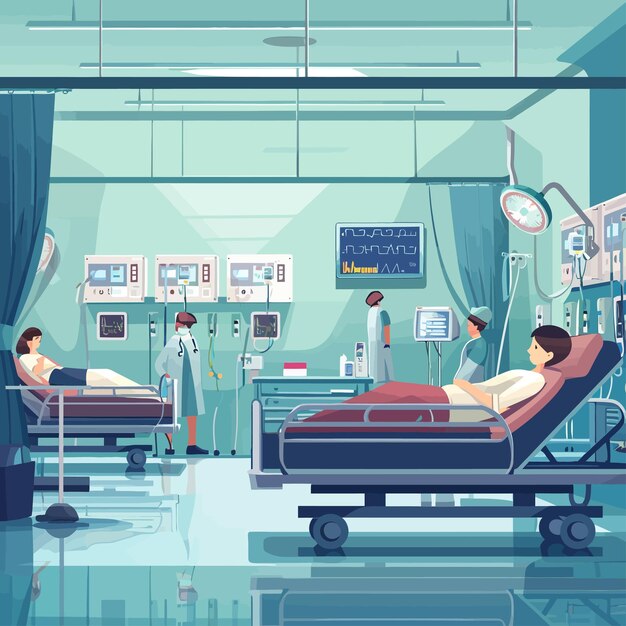 ベクトル healthcare_clinic_interior_with_patients_lying