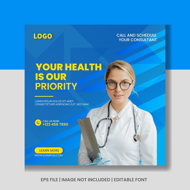Healthcare consultant social media instagram post banner template