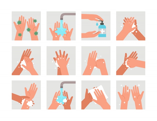 Healthcare educational infographic shows steps of how to wash your hands. wash your hands. personal hygiene. protection from virus and bacteria.