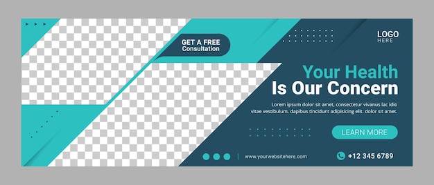 Vector healthcare facebook cover template banner for advertisement