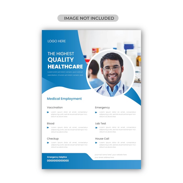 Healthcare flyer design template premium vector