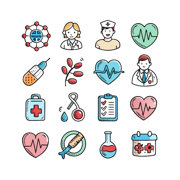 Vector healthcare icon set vector illustration for documents websites and mobile applications