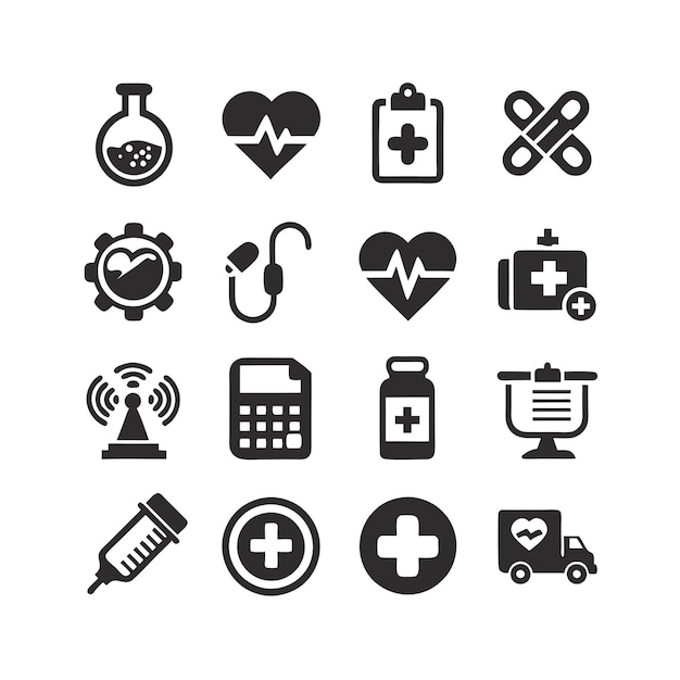 Healthcare Icon Set Векторная иллюстрация для документов, веб-сайтов и мобильных приложений