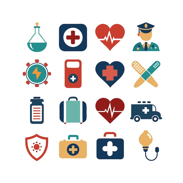 Vector healthcare icon set vector illustration for documents websites and mobile applications