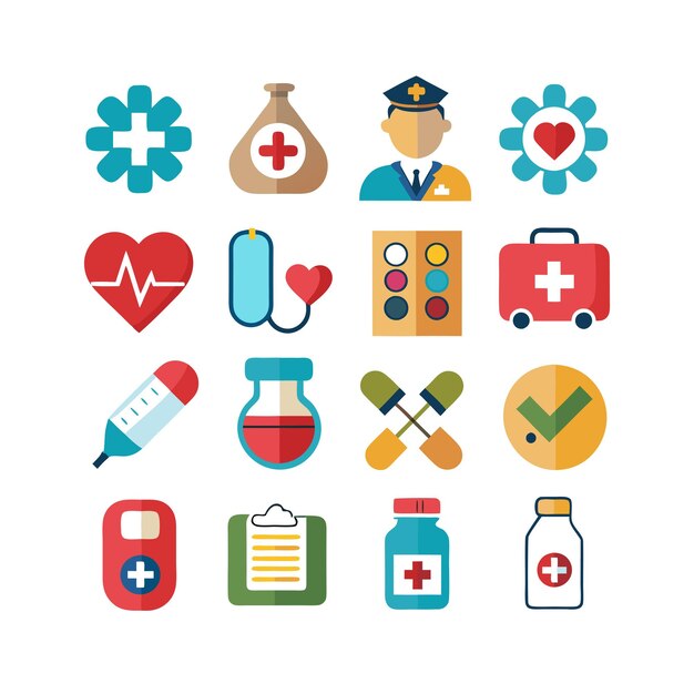 Vector healthcare icon set vector illustration for documents websites and mobile applications