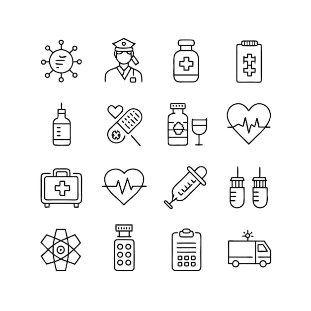 Healthcare Icon Set Vector Illustration voor documenten, websites en mobiele toepassingen