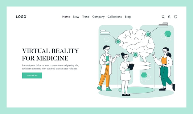 Vector healthcare innovation concept medical professionals exploring vr technology in treatment modern