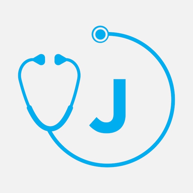 Healthcare Logo On Letter J Template Medical On J Letter Initial Doctor Sign Concept Stethoscope