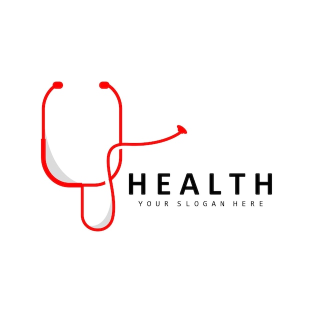 Healthcare Logo Nursing And Wellness Design Stethoscope Icon And Simple Line Vector Wave