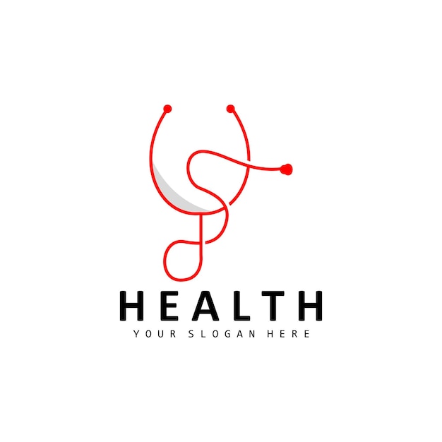 Healthcare Logo Nursing And Wellness Design Stethoscope Icon And Simple Line Vector Wave