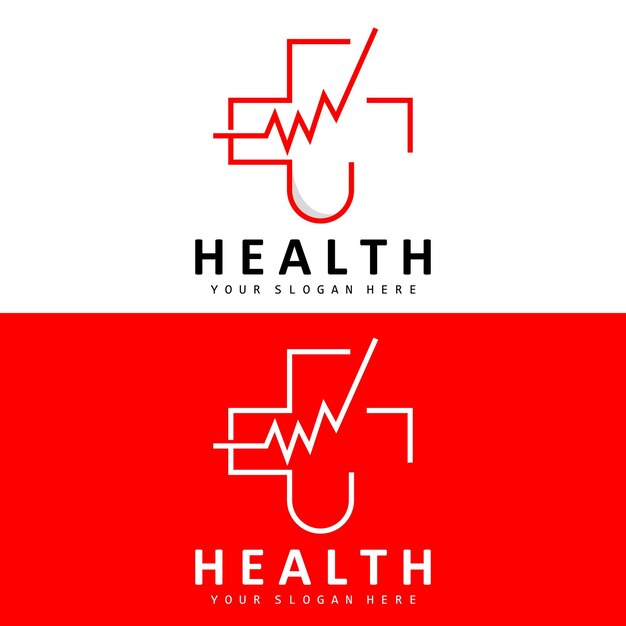 Healthcare Logo Nursing And Wellness Design Stethoscope Icon And Simple Line Vector Wave