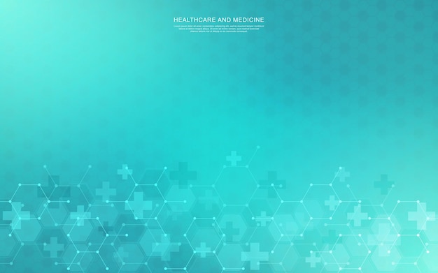 Vector healthcare medical background with hexagons pattern and crosses