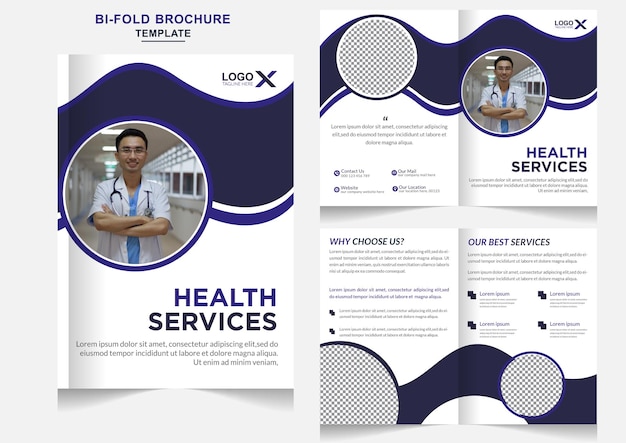 Vector healthcare medical bifold business brochure company profile design