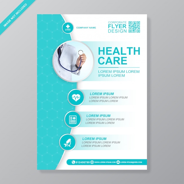 Healthcare and medical cover a4 flyer design template for printing