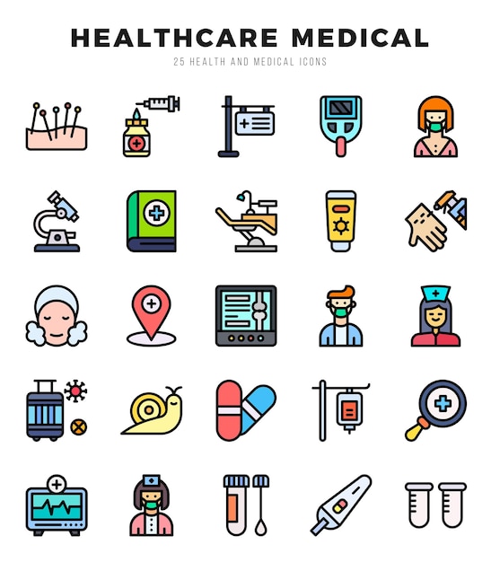 Vector healthcare medical icon bundle 25 icons for websites and apps