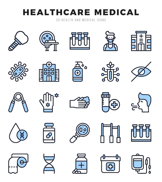 HEALTHCARE MEDICAL Icons Pack Двухцветный набор иконок Двуцветный сборник иконок Простые векторные иконы