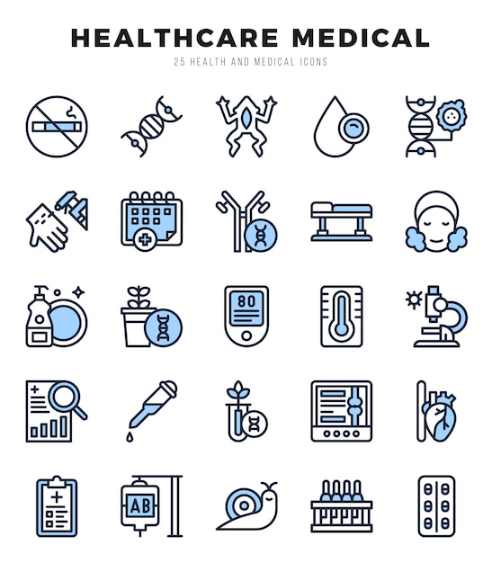 Набор значков HEALTHCARE MEDICAL Векторная иллюстрация